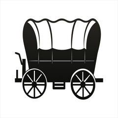 Covered Wagon Silhouette Vintage Vector