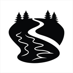 Nature River Flat Illustration Vector