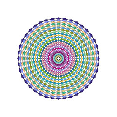 Vibrant multicolored spiral pattern on a with concentric circles