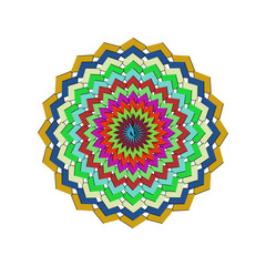 Vibrant multicolored mandala design with intricate patterns