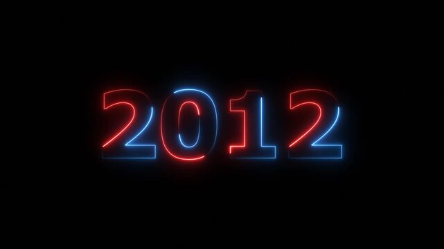 Glowing Blue, Red Neon Calendar 2012 Text Animation Futuristic 4K Visual Video.