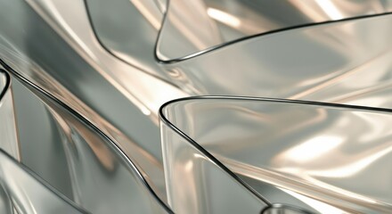 Metallic waves and fluid reflective sheets forming smooth abstract curves