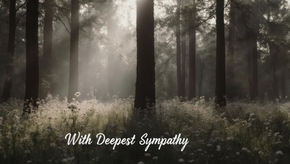 Forest Scene with Sunlight and Deepest Sympathy Message.