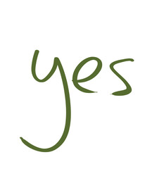 Fototapeta premium Hand drawn green YES text, doodle handwritten lettering isolated on transparent background