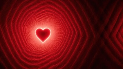 Glowing Heart in Red Tunnel - A Symbol of Love and Passion.