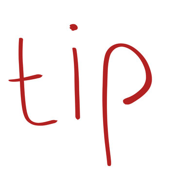 Hand drawn red TIP text, doodle annotation isolated on transparent background