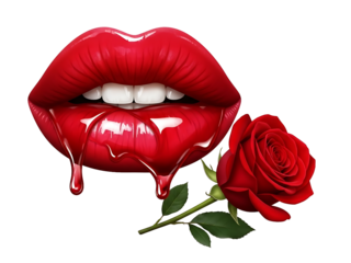 Blossom of Desire: Rose-Petal Lips with Molten Curves and a Whisper of White Teeth