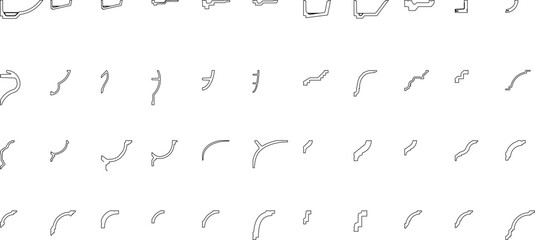 Technical vector collection of architectural molding profiles, featuring various crown molding, trim, and cornice sections. © Riki