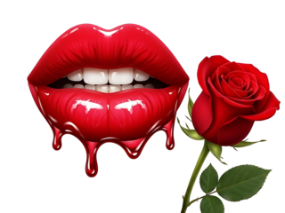 Blossom of Desire: Rose-Petal Lips with Molten Curves and a Whisper of White Teeth