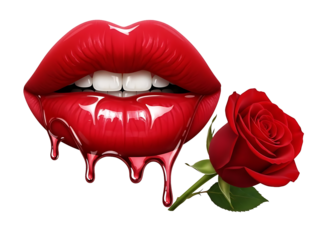 Blossom of Desire: Rose-Petal Lips with Molten Curves and a Whisper of White Teeth