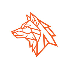 minimalist geometric wolf head logo.