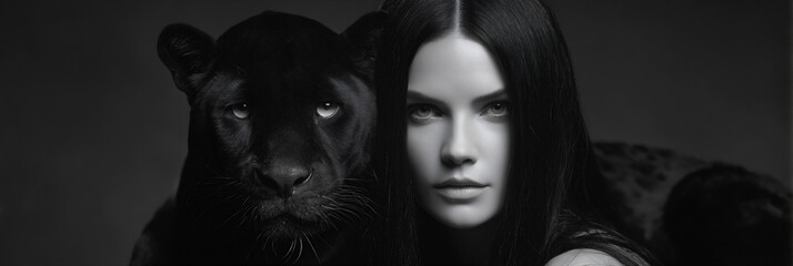 Woman with Black Panther Symbol of Strength