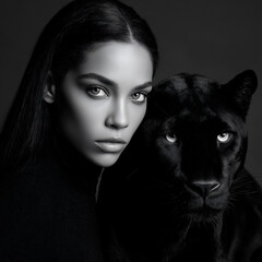 Woman with Black Panther Symbol of Strength