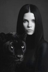 Woman with Black Panther Symbol of Strength