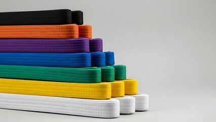 Colorful Martial Arts Belts Stacked Together.