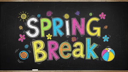 Colorful Spring Break Chalkboard Background.
