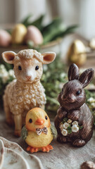 Easter Bunny, Lamb, and Chick &mdash; Traditional Symbols of Easter Celebration