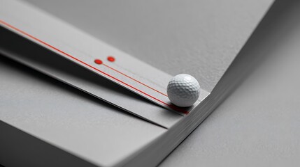 Golf ball on a putting green with red aiming lines for precision and accuracy in golf with golfing and sports and equipment and game and outdoor
