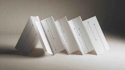 A minimalist fold out notebook with progressive lines on a neutral background for creative planning and design with stationery and productivity