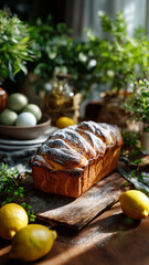 Traditional Easter Lemon Cake on a Festive Table