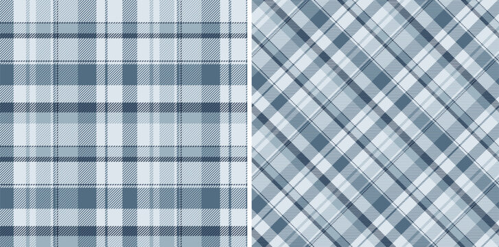 Classic blue plaid pattern, diagonally and straight. Great for textile, apparel, or background. Timeless design for a rustic or modern touch.