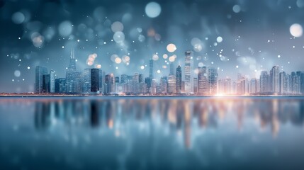Futuristic city skyline with flowing digital light trails symbolizing smart city connectivity data networks and the future of urban technology, Generative AI