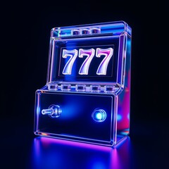 futuristic neon slot machine with 888 in casino vibes
