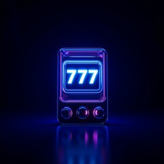 futuristic neon slot machine with 888 in casino vibes
