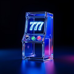 futuristic neon slot machine with 888 in casino vibes
