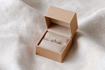 A lab-grown diamond ring in a small box on soft fabric highlights modern luxury