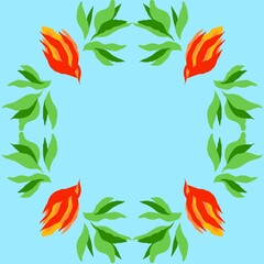 floral wreath seamless pattern with blue background 