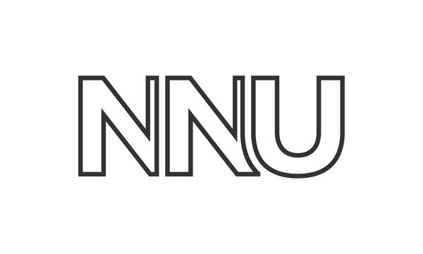 NNU logo design template with strong and modern bold text. Initial based vector logotype featuring simple and minimal typography. Trendy company identity.