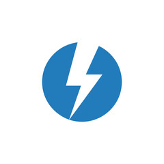 A blue circle with a white lightning bolt symbolizing energy and power