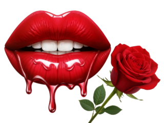 Blossom of Desire: Rose-Petal Lips with Molten Curves and a Whisper of White Teeth