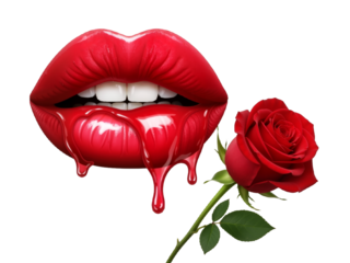 Blossom of Desire: Rose-Petal Lips with Molten Curves and a Whisper of White Teeth
