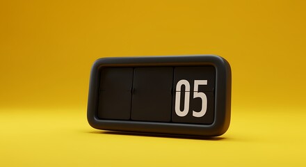 black flip clock on yellow background