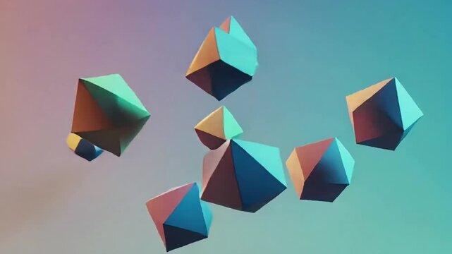 Abstract Floating 3D Geometric Shapes with Gradient Background
