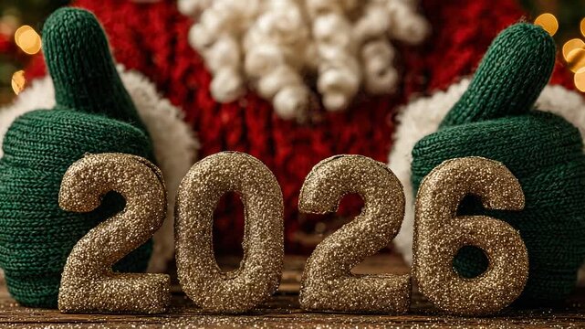 Sparkly Gold Number Eight on Knit Background &ndash; Festive Holiday Celebration and New Year&rsquo;s Milestone Concept.