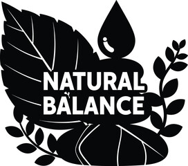 Natural Balance Leaf Scales Sun Vector Black Hand Drawn Typography Logo Emblem Badge Icon Silhouette Vintage Retro Graphic Nature Ecology Eco Environment