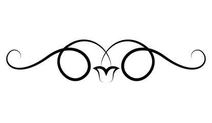 Flourish calligraphic design element. Page decoration symbol to embellish your layout. Linear of vintage swirl