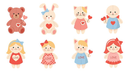 Collection of Cartoon Dolls and Teddy Bears.