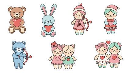 Colorful Cartoon Characters and Toy Animals.