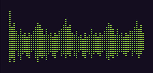 Vector music sound waves. Audio digital equalizer technology, console panel, musical pulse. Dark background