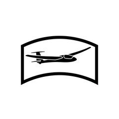 Black airplane silhouette in flight.