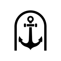 Black anchor symbol with arch.