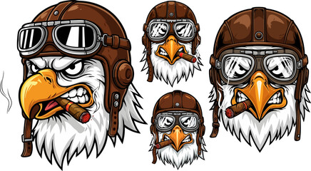 Angry eagle pilot smoking cigar