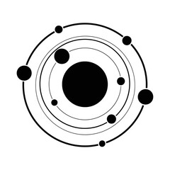 Black and white atomic model structure.