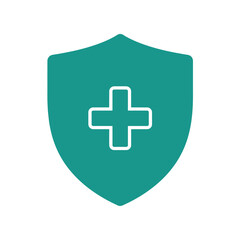 Obraz premium Medical shield icon with plus sign for health protection