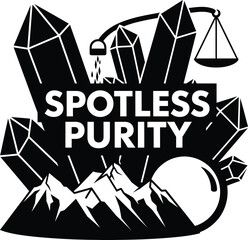 Spotless Purity Diamonds Gems Mountain Peak Vector Black Hand Drawn Typography Logo Emblem Badge Icon Silhouette Vintage Retro Graphic Pure Luxury Clarity Excellence