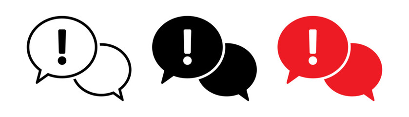 Warning Chat Bubble Icon with Exclamation Mark, Important Message Symbol